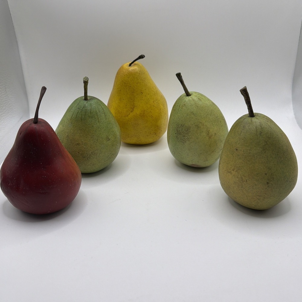 Set of 5 Artificial Pears Faux Fruit Decor Kitchen Bowl Filler Farmhouse